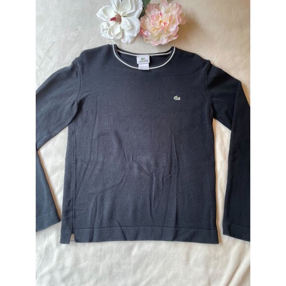 Lacoste Tops - VTG Lacoste Black Heavy Knit Long Sleeve Sweater Size 40 Preppy Y2K Athletic